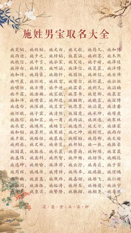施姓女宝宝名字有何特别含义？能否详细介绍一下？