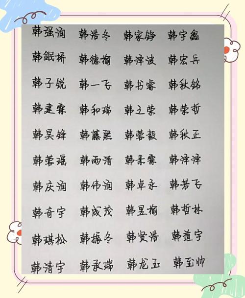 韩姓智慧才气男孩取什么名字好？