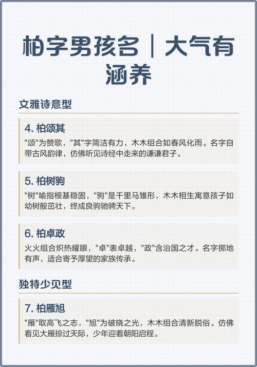 柏姓有涵养且性格温和的男孩叫什么名字呢？有没有什么好建议？
