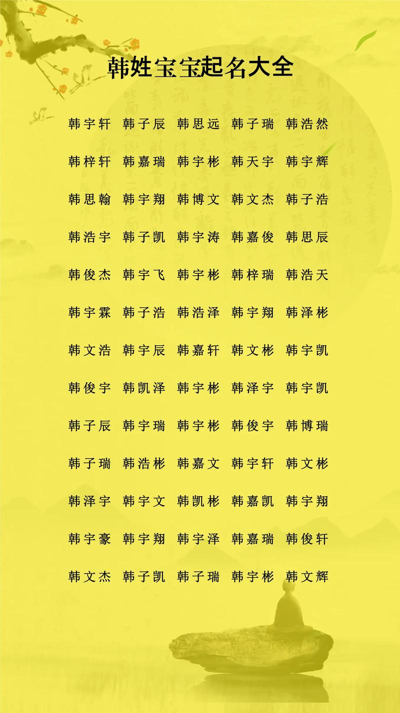 韩姓男孩名字中蕴含美好寓意的，有没有什么特别推荐的名字呢？