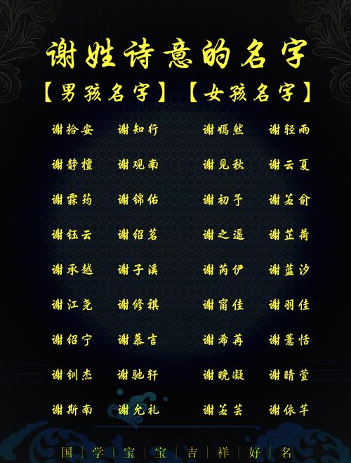 谢姓女孩名字中，有哪些既独特又优美的名字推荐？