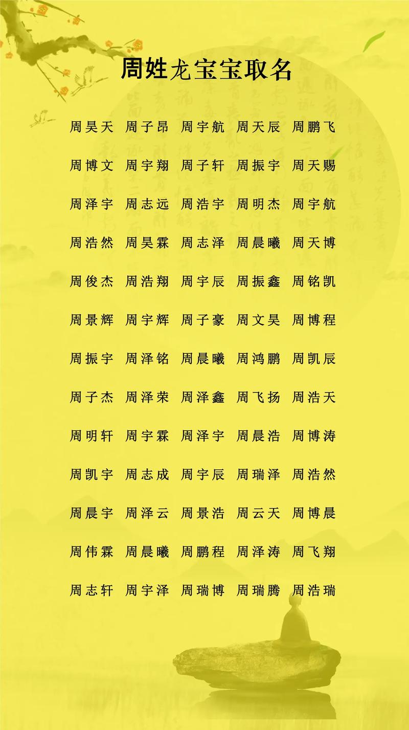 周姓男孩名字中，如何结合风水原理，挑选一个既独特又吉祥的五行八字名字？