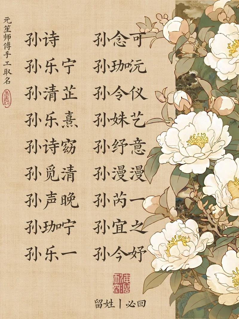 孙姓冷门独特女孩名字，有没有什么好听的冷门独特名字推荐？