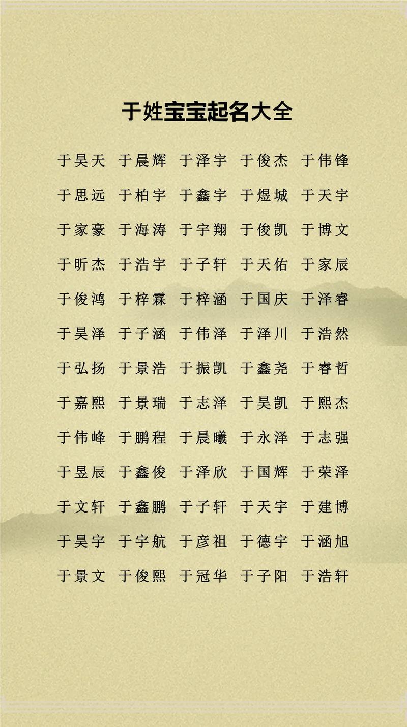 姓将于的宝宝取名，有没有既诗意又响亮的名字推荐呢？