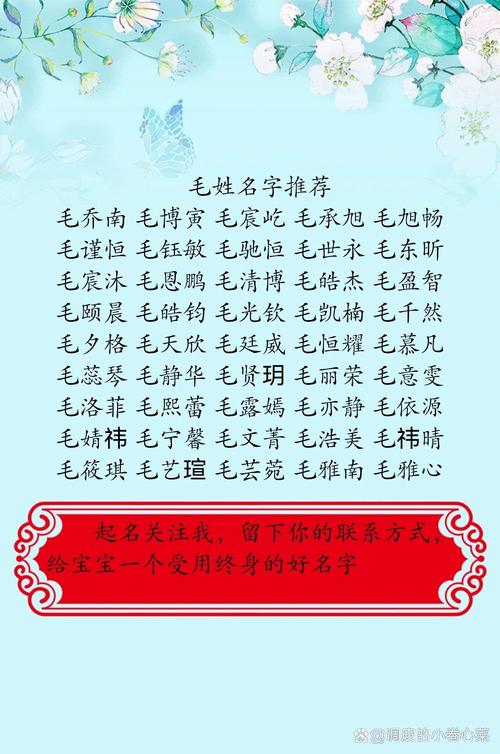 毛姓优雅大气的男孩名字，有没有什么好听的推荐？