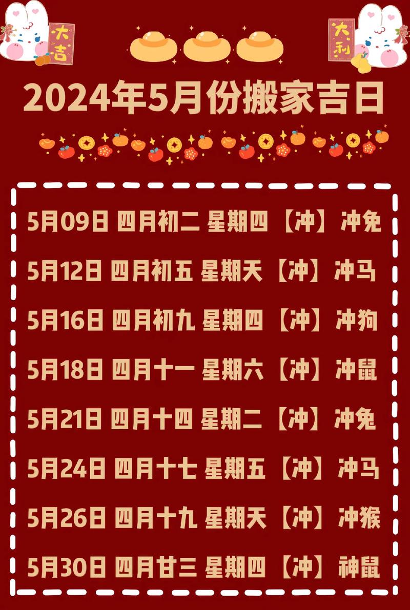 2026年5月5日黄历上标注的搬家公司吉日，今天适合搬家吗？
