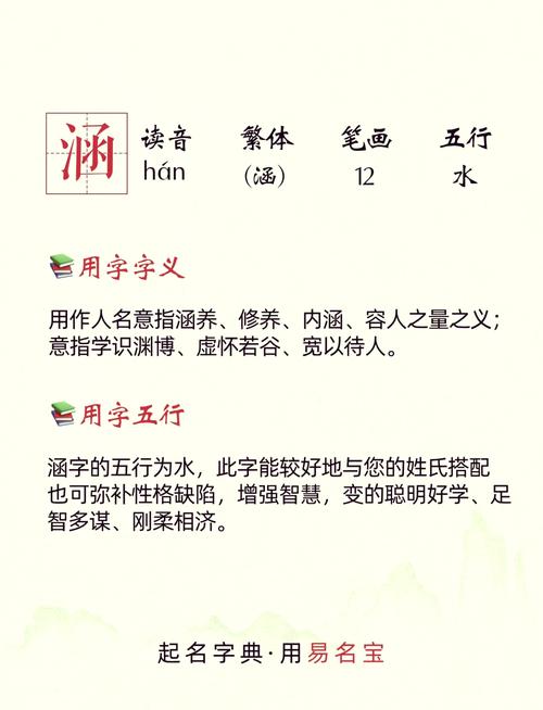 涵字五行属什么？如何根据涵字五行属相为女孩挑选蕞佳组合名字？