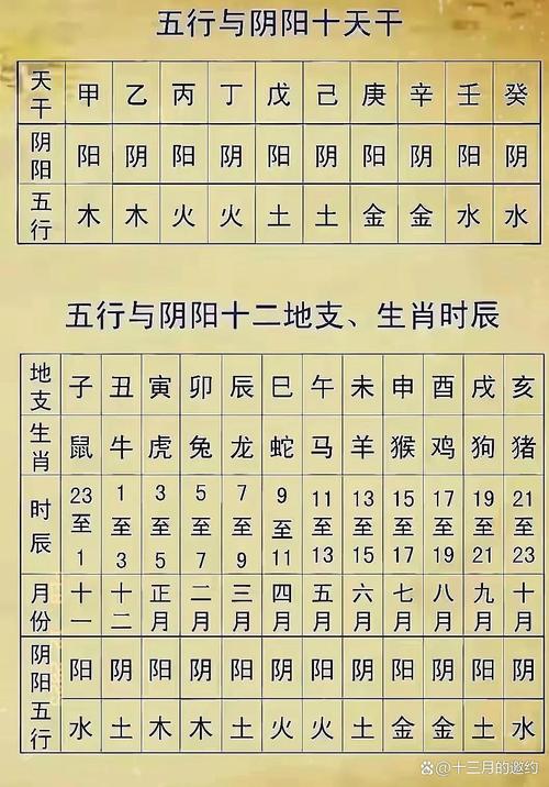 请问查天干地支对应的五行对照表是怎样的？