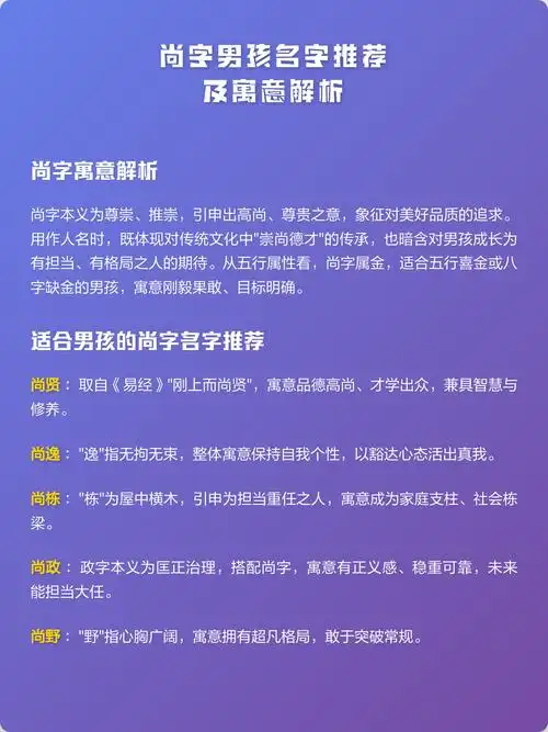 尚字在男孩名字中如何体现风水或五行优势？