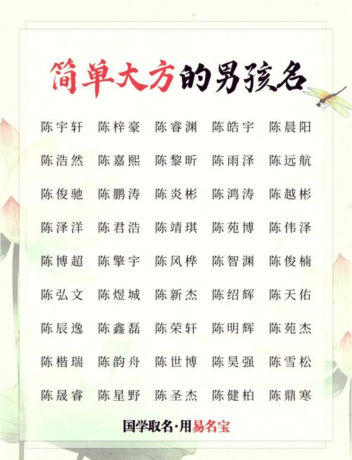 姓陈的男孩起一个有含义的名字，有没有什么好的建议？