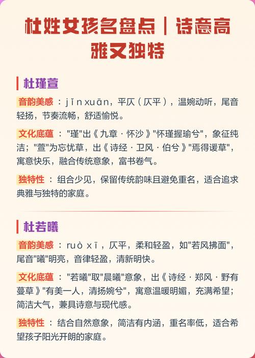 杜姓女孩名字中，有哪些特别优美独特的名字可以取？