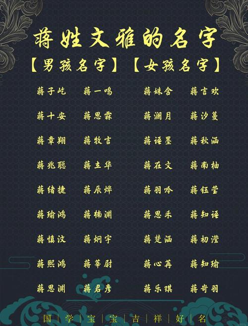 蒋姓气质女宝宝名字有哪些推荐？能否提供一些有内涵和气质的名字供我参考？