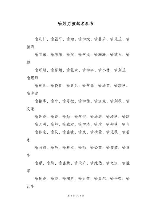 喻姓有涵养的男宝宝名字有哪些推荐？