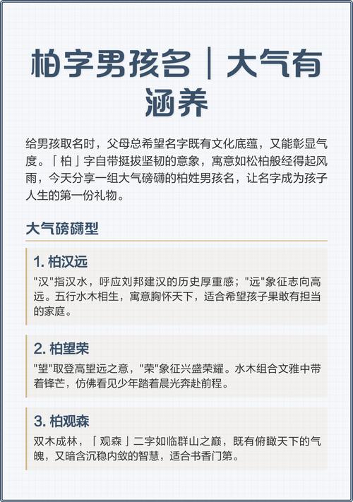 柏姓男宝宝取名时，有没有什么既优美又寓意深刻的名字推荐呢？