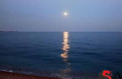 梦见月亮从海升高起來